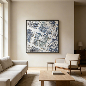 Coastal Ocean Relics Blue Terrain Textured Artwork Oil Painting Fine Gift Abstract Wall Art Commercial Decoration Interior - Product Image 1