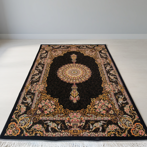 Tapis artisanal en pure soie, moderne, noué à la main, de luxe, lavable, motif personnalisé, antidérapant, épaisseur 2-3 mm, pour salon et chambre. - Product Image 6