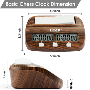 Reloj de <span class=keywords><strong>ajedrez</strong></span> digital LEAP Temporizador de juego de mesa de aspecto de madera fácil de usar con incremento y retardo Hecho de plástico duradero - Product Image 3