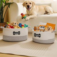 Panier de rangement en corde de coton tressée pour jouets de chien avec poignée, organisateur de jouets pour chiots, paniers de rangement pour jouets et couvertures pour tous les animaux de compagnie