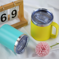 Tasse à eau personnalisée OEM avec couvercle et poignée Mini tasse à café portable de 12oz isolée sous vide à double paroi