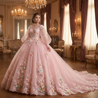 Robe de Soirée Princesse Rose Poudré en Satin Taille Empire avec Appliques Florales 3D, Col Cœur, pour Cérémonies Formelles, Fabrication Personnalisée OEM/ODM