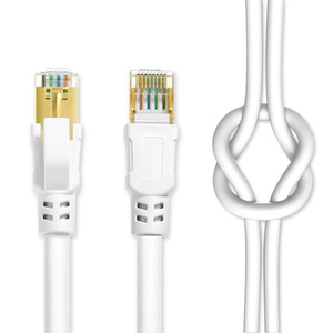 Manufacturer Cat8 <b>RJ45</b> Ethernet Patch Cord 28AWG Pure Copper SFTP Shielded PVC Network <b>Cable</b> OEM ODM Custom Length - Product Image 1