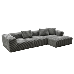 Set <span class=keywords><strong>Sofa</strong></span> Ruang Tamu Kain Corduroy Hitam Berkualitas Tinggi, Terkompresi dengan Busa Vakum yang Dapat Diperpanjang dan Dikonversi - Product Image 1