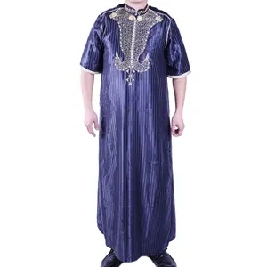 Saudi Arabia Pantene 2023 New Premium Qatar Style Shiny Standing Collar Men's Long Sleeve Robe Wholesale Muslim Clothing