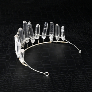 Nouvelles créations en cristal, couronne en cristal de quartz clair naturel enveloppée à la main, bijoux pour mariage - Product Image 5