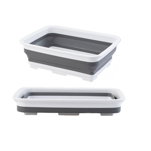 Draagbare opvouwbare rechthoekige wasbak van huishoudelijk plastic voor gebruik in keuken, badkamer, buiten en tijdens reizen - Product Image 1