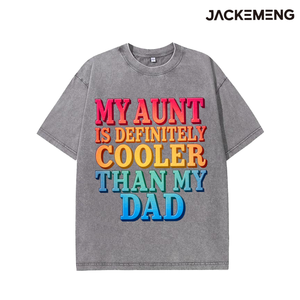 Camiseta Oversize <span class=keywords><strong>de</strong></span> Algodón Lavado con Estampado '<span class=keywords><strong>Mi</strong></span> <span class=keywords><strong>Tía</strong></span> es Genial', Estilo Retro Streetwear, para Uso Diario Casual, Venta al por Mayor desde Almacén <span class=keywords><strong>de</strong></span> EE. UU. - Product Image 2