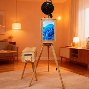 Photomaton double face en chêne, style vintage campagnard, avec accessoires - Achetez un appareil photo et une machine à photomaton compatible avec les appareils photo reflex - Product Image 6