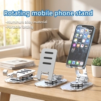 Vente en gros 360 °   Support de téléphone et tablette rotatif en aluminium, support pliable et réglable pour ordinateur portable, support de bureau personnalisé avec logo