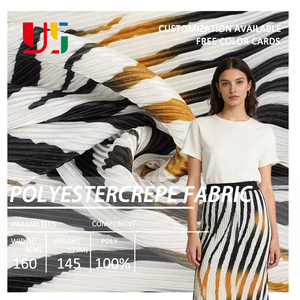 <span class=keywords><strong>Tissu</strong></span> en crêpe à grandes rayures aux couleurs claires pour l'été, léger, 100% polyester, tricoté en crêpe pour vêtements - Product Image 1