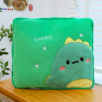 Coussin de canapé en peluche 2-en-1 motif dessin animé, couverture de voyage pliable en forme d'animal, housse de climatiseur, rembourrage en coton PP, unisexe