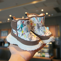 Bottes de neige chaudes en polaire pour garçons, 2-4 ans, avec fermeture auto-agrippante, tige en cuir microfibre, antidérapantes et imperméables