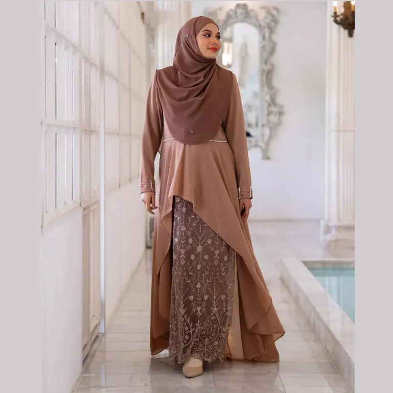 SIPO Eid 2023 nuovo stile chiuso abiti Abaya unico fiore collo parte abito manica lunga per abbigliamento Abaya saudita arabo islamico