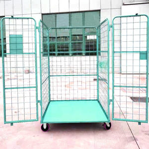 Jaula metálica de rejilla de doble puerta de partición de carro de logística plegable del fabricante de suministro directo para almacenamiento de carga de equipos - Product Image 2