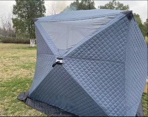 Sauna móvil cuadrada portátil para exteriores, salas de Sauna modernas para invierno, tienda de Sauna personalizada emergente con agujero de <span class=keywords><strong>chimmy</strong></span> - Product Image 3