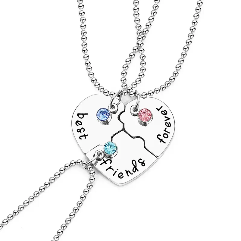 Set Van 3 Best Friends Forever "Hart Hanger Kettingen Tieners Vriendschap Ketting