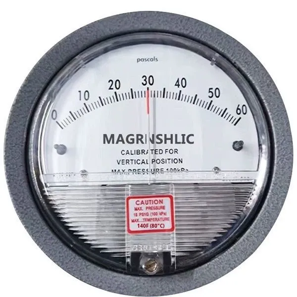 Diaphragm Mechanical Micro Pressure Gauge for Aquaculture & Cleanroom Use Wind Pressure 60Pa Positive/Negative