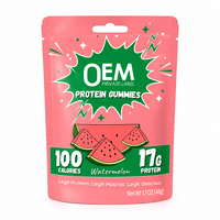 Gummies protéinés personnalisés saveur pastèque avec 17 grammes d'isolat de protéines de lactosérum – Complément de récupération post-entraînement