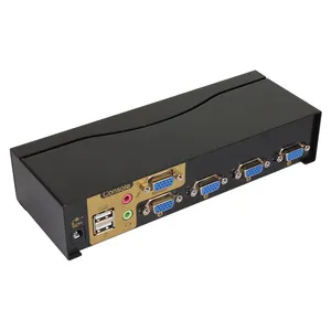 VCOM Hotkey Desktop KVM Selector Box 4 Ports VGA USB KVM Switch 4X1 Metal Shell VGA KVM Switch 4 in 1 out