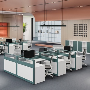 Estación de Trabajo Moderna de Aleación de Aluminio Azul Verdoso con Superficie de Madera, Ecológica, con Almacenamiento, <span class=keywords><strong>Escritorio</strong></span> <span class=keywords><strong>para</strong></span> Personal, Cubículo de Oficina, Uso Comercial Duradero - Product Image 1