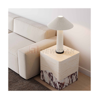 Table d'appoint de style européen personnalisée Newstar avec épissage en marbre travertin et alto