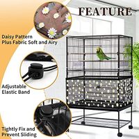 Housse de cage à oiseaux réglable de luxe en maille de nylon, filet de récupération de graines solide et souple, jupe de protection pour perroquets et ara, pliable, facile à ranger, avec bac à eau