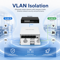 Extensor de Red PoE Gigabit de 5 Puertos con Función VLAN, Hi-PoE 60w, Impermeable, Dedicado para Cámaras IP PoE