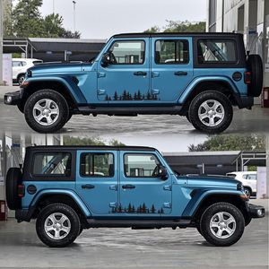 2 Piezas de <span class=keywords><strong>Vinilo</strong></span> Adhesivo Impermeable y Ecológico para Carro, Diseño Personalizado con Patrón de Montaña, Árbol y <span class=keywords><strong>Bosque</strong></span>, Universal - Product Image 4