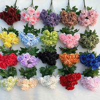 PT-R145 Vente en gros, bouquet de roses artificielles en soie à 9 têtes, 9 roses pour la décoration