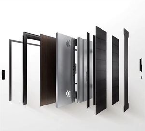 Porte d'entrée principale extérieure 2026 en aluminium moulé, pivotante en acier avec lumière latérale bleue, pour entrée sécurisée - Product Image 6
