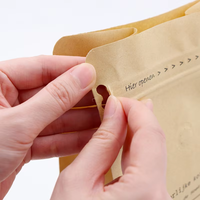 Sachet plat en papier kraft mat de qualité alimentaire avec fermeture éclair et valve pour emballage de café FINE CUP