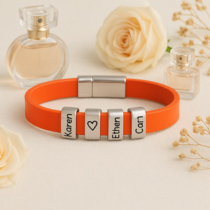 Blank Leather Bracelet Set Custom Leather <b>String</b> Bead Jewelry Ornaments DIY Custom Leather Wrist Bracelets - Product Image 2