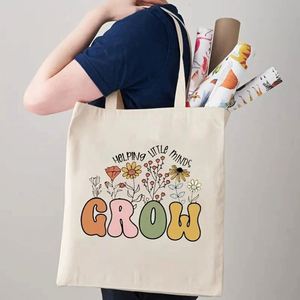 Women's Custom Printed Logo Flower-Design Rock Style Washable Closure <b>Canvas</b> <b>Tote</b> Shoulder Bag Reusable Travel Shopping Bag for - Product Image 2