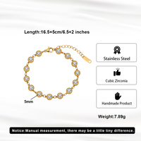 Bracelet Minimaliste en Zirconium, Chaîne Fine en Acier Inoxydable Doré, Perles Tubulaires et Mini Zircons Cubiques, Chaîne Tennis Étanche