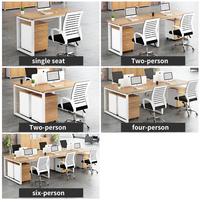 Bureau de travail moderne pour 6 personnes avec poste mobile et meuble de rangement – Ensemble de mobilier de bureau minimaliste pour employés
