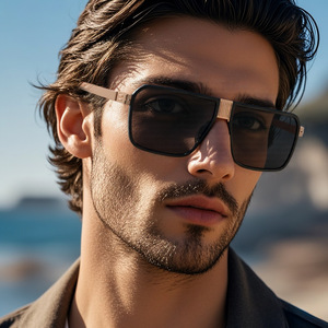 Lunettes de soleil polarisées carrées pour hommes, design ultra-léger en métal, protection UV400, avec logo personnalisé, collection 2026 - Product Image 2