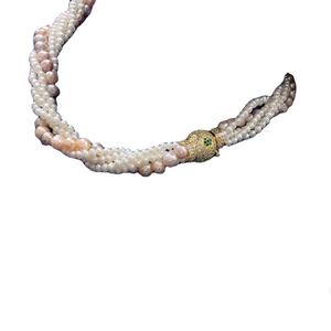 بيع بالجملة 4-6 قلادة متعددة الطبقات من المياه العذبة باللون الأبيض الوردي قلادة فاخرة خفيفة بتصميم شخصية قلادة عنق سلسلة الترقوة - Product Image 2