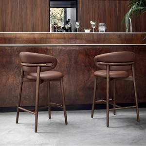 Sillas de Bar Modernas Minimalistas de Madera de Fresno de Lujo para Bar en Casa y <span class=keywords><strong>Cocina</strong></span>, Asientos Cómodos y Duraderos - Product Image 3