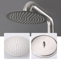Douche extérieure moderne en acier inoxydable brossé pour jardin et piscine, alimentation en eau chaude et froide