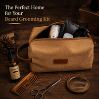 Trousse de Toilette Homme en Toile avec Patch en Cuir – Sac de Voyage en Toile pour Cadeau de Garçons d'Honneur – Vente en Gros