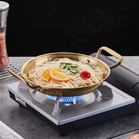 Paella de acero inoxidable de doble asa para freír mariscos españoles y otros Platos y platos
