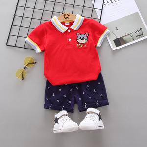 Produits les plus vendus Combinaison en coton pour bébé garçon été T-shirt imprimé Pantalon court Ensemble - Product Image 2