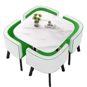 Cheap Modern Hotel <b>Restaurant</b> Meeting Room <b>Furniture</b> OEM Colors Wooden Metal Iron Square Dining Set Table and Chairs - Product Image 3