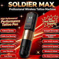 Беспроводная тату-машинка Ambition Soldier Max 2400 мАч с прямым приводом и двойной подшипниковой системой для профессионального боди-арта