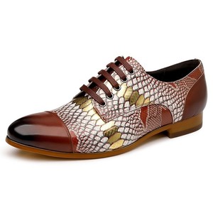 Chaussures habillées pour hommes en cuir véritable à bout pointu, lacets, imprimés animaliers, pour le bureau et la carrière, toutes saisons, tendance mode - Product Image 1