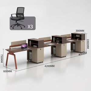 Moderna scrivania da ufficio per 3 persone convertibile modulare per cubicolo con divisorio a forma di L per piccoli spazi - Product Image 3