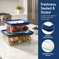 Boîte à lunch en verre borosilicate sans BPA, compatible four, avec couvercle en verre, idéale pour les nouveau-nés et l'utilisation en supermarché