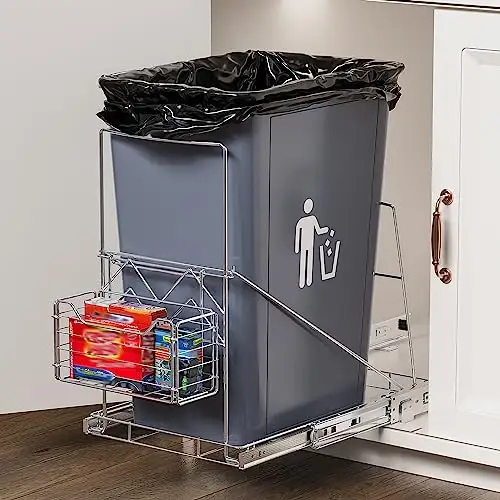 Контейнер для сыпи под шкафом со съемной корзиной для хранения мусорных пакетов, набор для вытаскивания мусорных баков, под раковиной