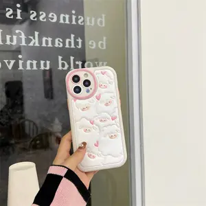 Cute Cartoon Lovely Little Sheep Leather silicone Phone Case For iPhone Protective Case